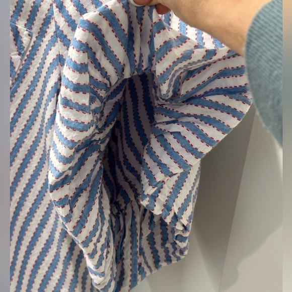 Maeve By Anthropologie The Zooey Bubble-Sleeve Blouse Button Down Striped XL - Picture 9 of 13